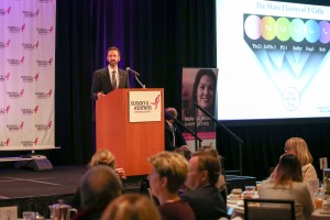 Dr. Adam Soloff presents his research about the development of a novel breast cancer vaccine at the Komen OC Grants Award Breakfast.